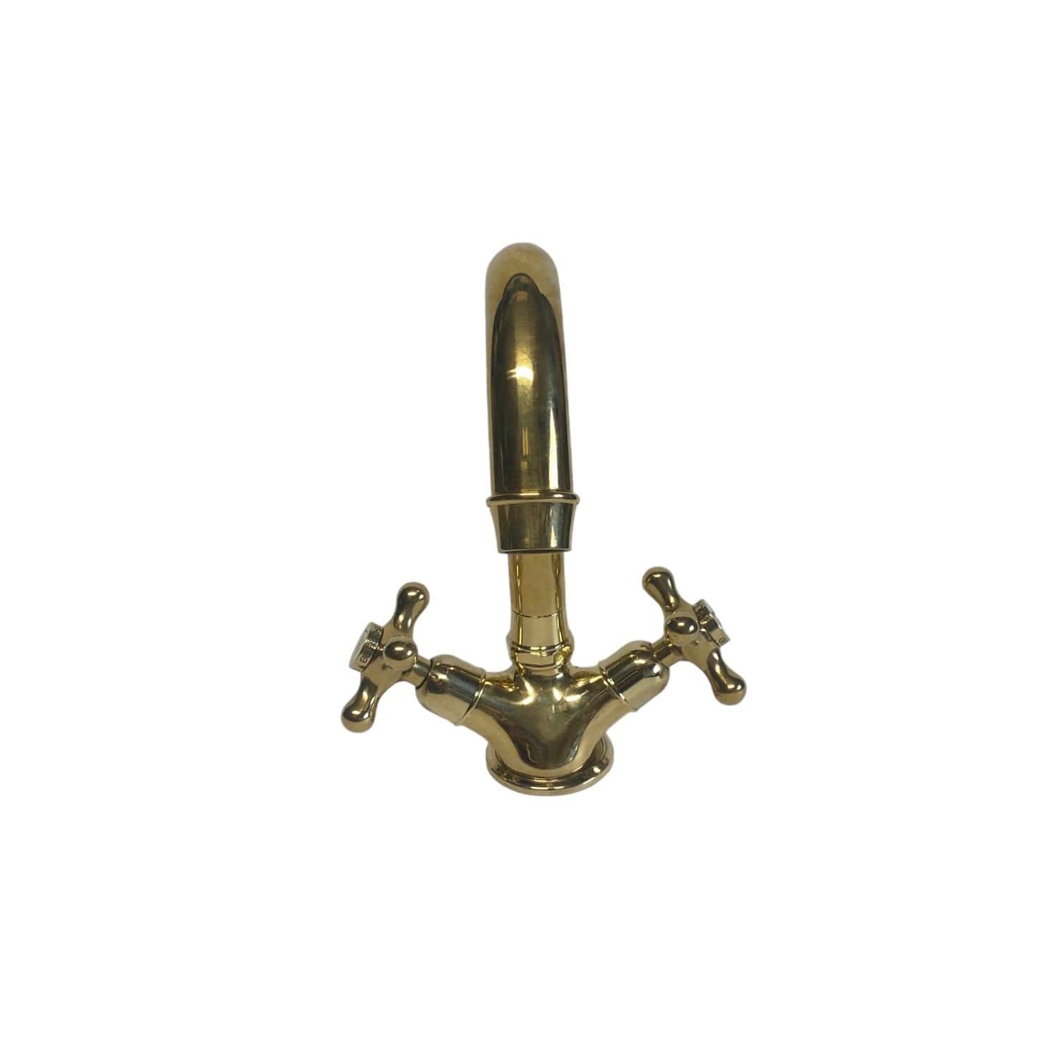Traditional Francone BT51 unlacquered brass deck mounted bathroom tap, also a faucet, handcrafted in Italy.