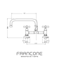 Technical drawing with dimensions for the Francone BT63 traditional solid brass deck-mounted tap.