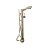 Francone BT77 floor-mounted bathroom bath tap and faucet with a hand shower, in unlacquered brass.
