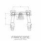 Technical drawing of the Francone BT89D traditional solid brass deck-mounted bath filler faucet.