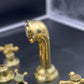 A close-up detail of the traditional Francone BT92 wall-mounted bath filler faucet in unlacquered brass.