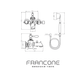 Technical drawing with dimensions for the Francone BT95W solid brass wall mounted bathroom faucet and hand shower.