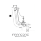 Technical drawing with dimensions of the Francone BTA10 solid brass bath waste and overflow for exposed bathtubs.