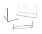 Francone BTA11 bespoke solid brass shower curatin rails in L-shaped, rectangular, and oval configurations.