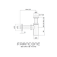 Technical drawing with dimensions for the Francone BTA19 solid brass bottle trap for bathrooms.