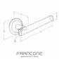 Technical drawing with dimensions for the Francone BTA20 solid brass wall-mounted toilet roll holder.