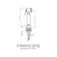Technical drawing with dimensions for the Francone BTA22 solid brass pull-out spray.