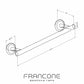 Technical drawing with dimensions for the Francone BTA24 solid brass circular towel rail.