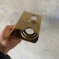 Francone BTA27 rectangular double soap bottle holder handcrafted in unlacquered brass for luxury bathrooms.