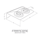 Technical drawing with dimensions for the Francone BTA27 double soap bottle holder in solid brass.