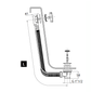 Technical drawing with dimensions for the Francone BTA8 traditional bath pop-up waste with overflow.
