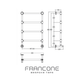 Technical drawing with dimensions for the Francone BTR11 plumbed-in solid brass heated towel rail.