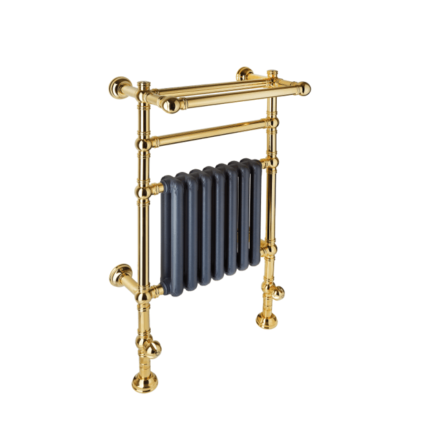 Francone BTR12 traditional floor and wall mounted heated towel rail in solid brass for luxury bathrooms.