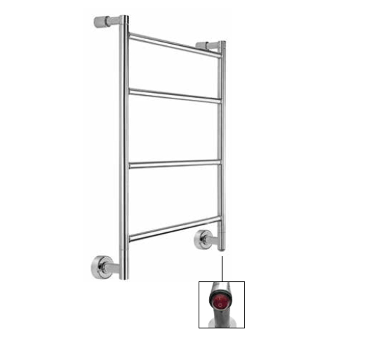 Francone BTR13 bespoke solid brass electric heated towel rail with four bars for luxury bathrooms.