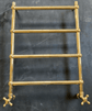 Francone BTR15 traditional unlacquered brass plumbed-in heated towel rail with crosshead handles.