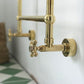 Close-up of the solid brass valve handle on a Francone BTR16 traditional heated towel rail.