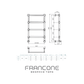 Technical drawing with dimensions for the Francone BTR17 brass heated towel rail radiator.