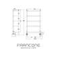 Technical drawing with dimensions for the Francone BTR19 solid brass traditional heated towel rail.