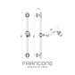 Technical drawing with dimensions for the Francone BTS25 traditional solid brass sliding shower rail.