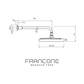 Technical drawing with dimensions for the Francone BTS35 solid brass wall mounted shower head and arm.