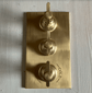 Francone BTS53 solid brass concealed thermostatic shower mixer with three lever handles.