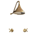 Traditional Francone BTS54 unlacquered brass wall-mounted shower set with a bell showerhead.