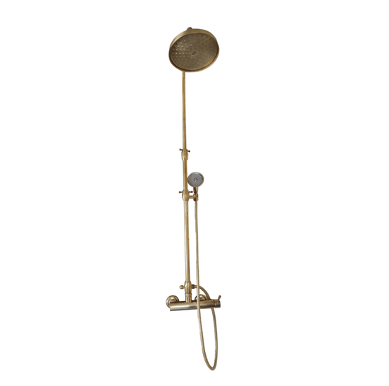 Francone BTS60 traditional solid brass column shower with overhead rose and handset.