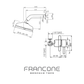 Technical drawing with dimensions for the Francone BTS7 bespoke wall-mounted bathroom shower faucet.